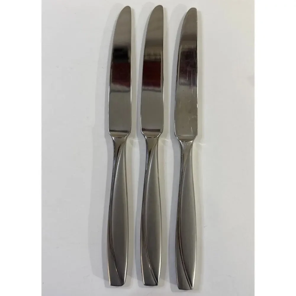 Set OF 3 Oneida Camlynn Cleo Frost Stainless Dinner Knives 9.5”